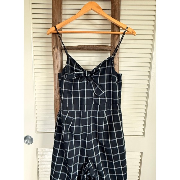 Romeo and Juliet Plaid Jumpsuit Spaghetti Strap Tie Front Wide Leg   Size L - Picture 4 of 5